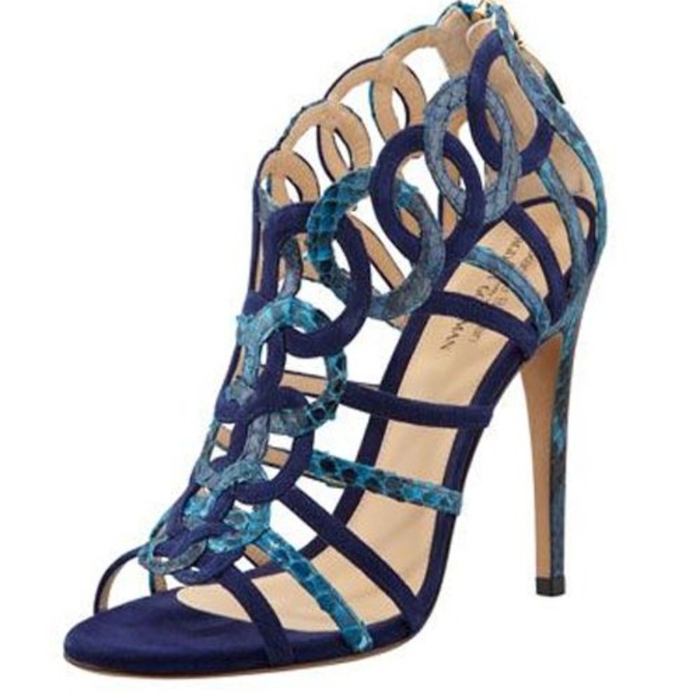 Alexandre Birman Suede & Python Cage Sandals - image 1